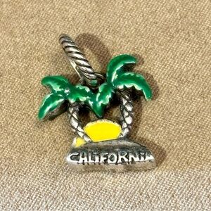 Brighton California state charm Silver with Yellow sun and Green palm trees